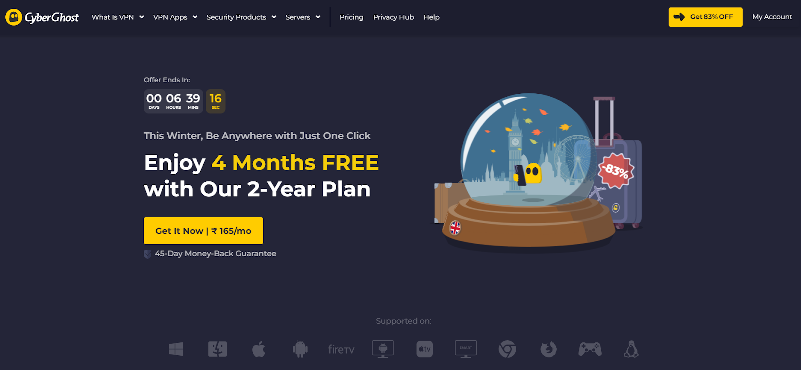 Cyberghost VPN home