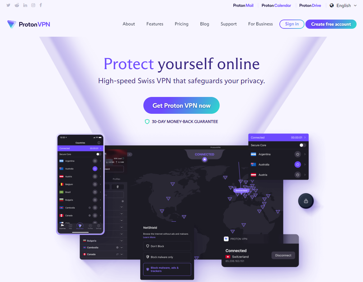 Proton VPN website