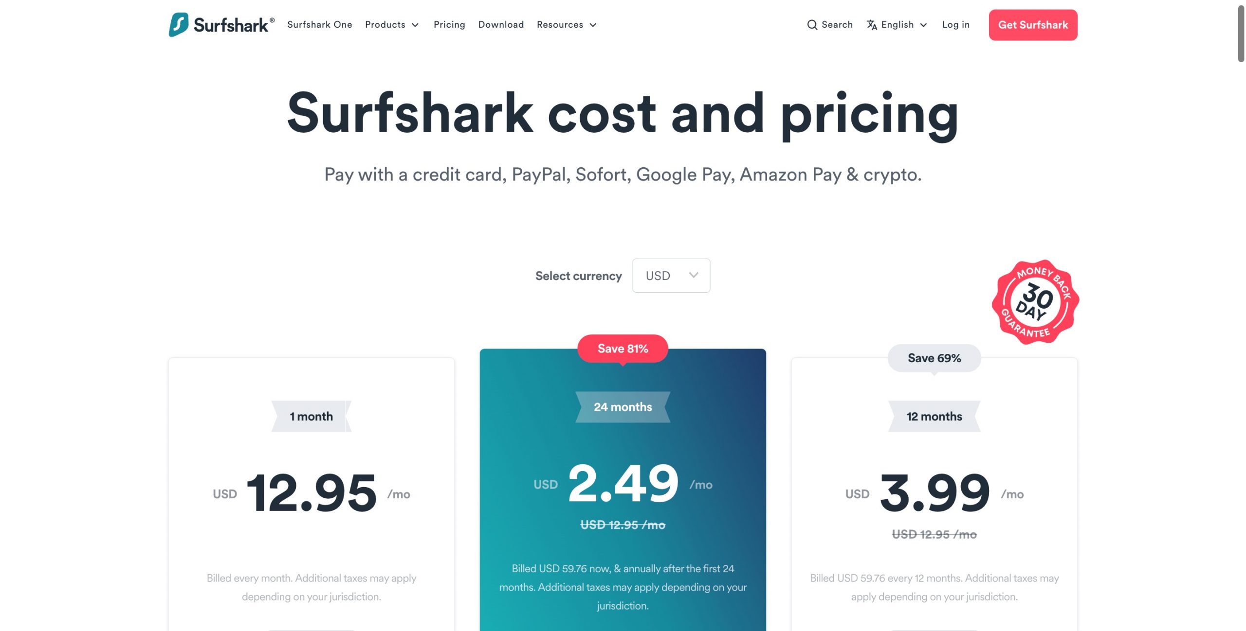 surfshark pricing